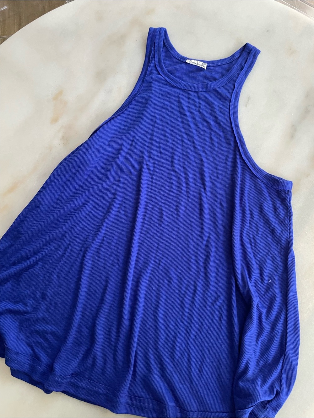 Free People Sleeveless Ribbed Tank Top - Blue size M